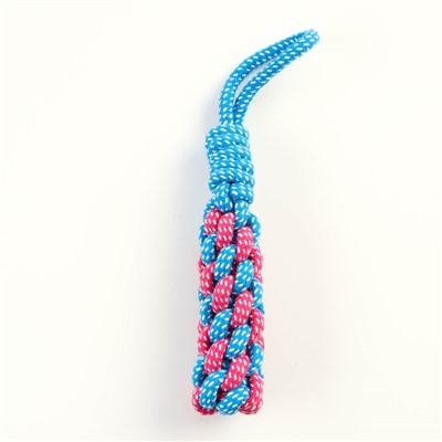 Игрушка канатная плетеная с ручкой, 120 г, до 31 см, синяя/розовая