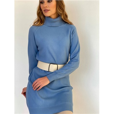 5182 Платье-свитер вязаное голубое
