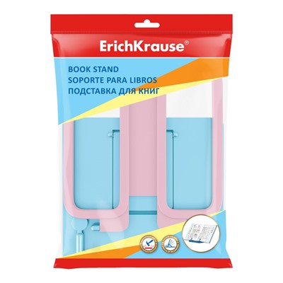 Подставка для книг ErichKrause "Base Pastel", 235*190мм, регулир. угол наклона (58035) голубая/розовая