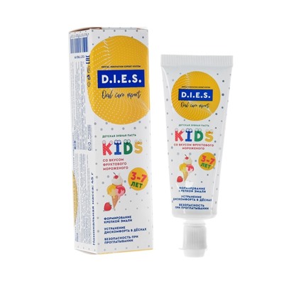 Зубная паста детская D.I.E.S, фруктовое мороженое, 3-7 лет, 45 г