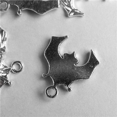 Декор металл для творчества "Летучая мышь" серебро 2802 1,6х2 см