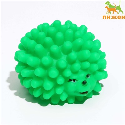 Игрушка пищащая "Ёжик" малый для собак, 6,5 см, зелёная
