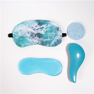 Подарочный набор «Дедушка на волне», 3 предмета: маска для сна, спонж, массажная расчёска, цвет МИКС