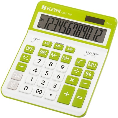 Калькулятор настольный ELEVEN CDC-120-WH/GN, 12-разрядный, 155*206*38мм, дв.питание, бело-салатовый