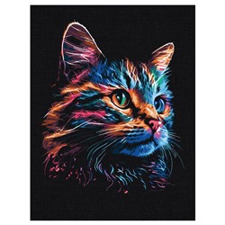 Картина по номерам на черном холсте "Неоновый кот" 30*40см (КХп_48146) ТРИ СОВЫ, с акриловыми красками