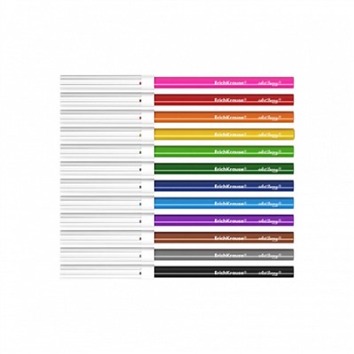 Фломастеры 12 цветов ErichKrause Easy Washable, 1-2 мм, европодвес, ультраяркие цвета