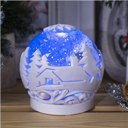 Светодиодная фигура «Снежный шар с ёлками» 13 см, пластик, блёстки, батарейки ААх3 (не в комплекте), свечение тёплое белое, мульти (RGB)