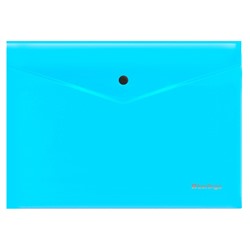 Папка с кнопкой А4 Berlingo "Neon" прозрачная, голубой неон (EFb_A4393) 200 мкм