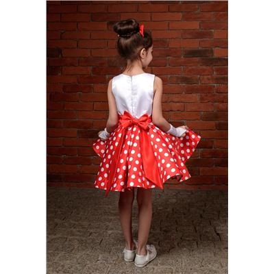 Платье нарядное для девочки арт.2036 "Стиляги", цвет красный/белый