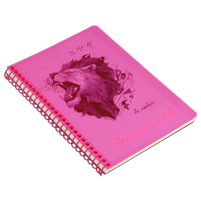 Скетчбук А5  40л. 120г/м, для рисования маркерами, пластиковая обл. на спир. "Neon. Pink" (СА540гр_59315, BG)