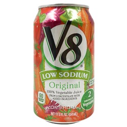 Овощной сок с низким содержанием соли V8 100%, США, 341 мл Акция