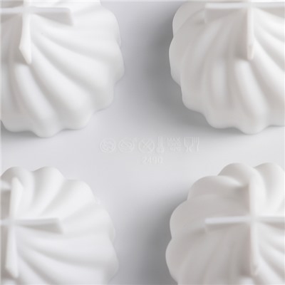 Форма для муссовых десертов и выпечки Доляна «Взбитые сливки», 28×19×5 см, 6 ячеек, d=6,5 см, цвет белый