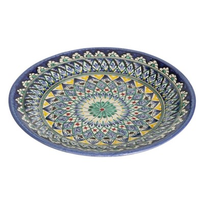Тарелка Риштанская Керамика "Цветы",  26 см, синяя микс