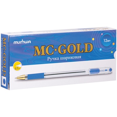 Ручка шар. Munhwa "MC Gold" на масляной основе, синяя 0.7мм (BMC07-02)