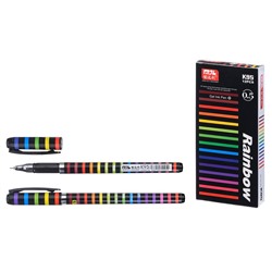 Ручка гелевая "Rainbow" черная 0.5мм (K95) игольчатый стержень, корпус черный с рисунком "радуга"