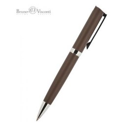 Ручка автоматическая шариковая 1.0мм "MILANO" синяя, коричневый металлический корпус 20-0225 Bruno Visconti {Китай}