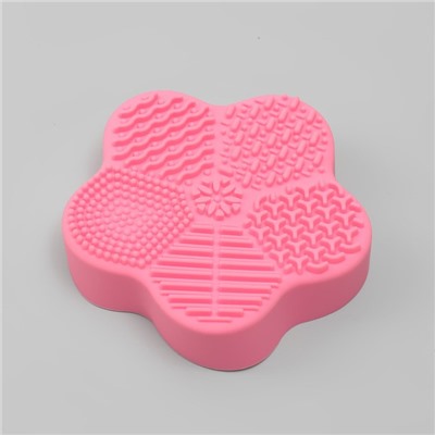Коврик для чистки кистей, силиконовый, с губкой, 9,5 × 9,5 × 2,5 см, цвет розовый