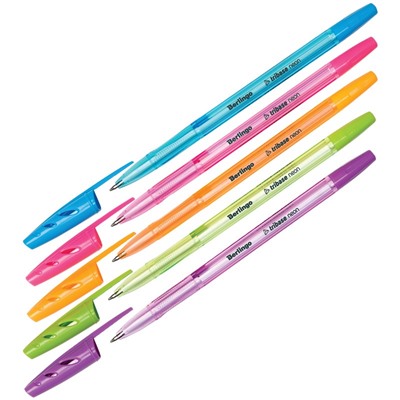 Ручка шар. Berlingo "Tribase Neon" (CBp_70932) на масляной основе, синяя, 0.7мм., цветной корпус ассорти