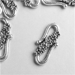 Декор металл для творчества "Крючок с цветочками" серебро 7622 2,5х1 см