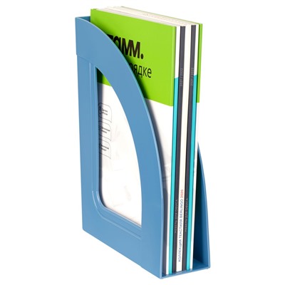 Лоток вертикальный для бумаг СТАММ "Респект" сине-голубой (ЛТВ-31685) ширина 70мм