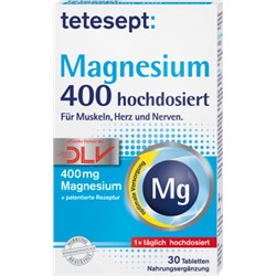 tetesept Magnesium 400 Tabletten Тетесепт Магний 400, таблетки с высокой дозировкой магния для поддержания функции мышц и нервной системы и уменьшения усталости, 30 шт