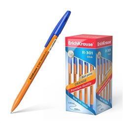 Ручка шар. ErichKrause "R-301 Orange" (43194) синяя, 0.7мм, оранжевый корпус