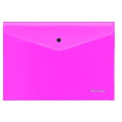 Папка с кнопкой А4 Berlingo "Neon" прозрачная, розовый неон (EFb_A4391) 200 мкм