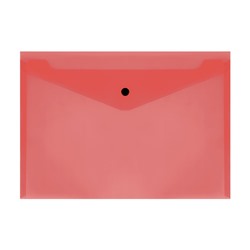 Папка с кнопкой А4 СТАММ прозрачная красная (ММ-32275) 150 мкм