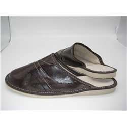 080-41  Обувь домашняя  (Тапочки кожаные) цвет темно-коричневый