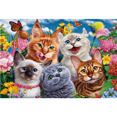 Картина по номерам на холсте "Веселое селфи котят" 30*40см (Х-8552)