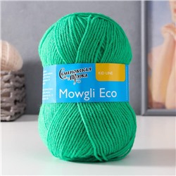 Пряжа Mowgli Eco (МауглиЭко) 90% акрил, 10% капрон 200м/50гр ярк.зел (47)