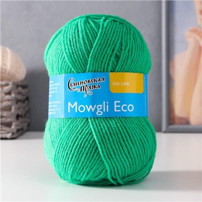 Пряжа Mowgli Eco (МауглиЭко) 90% акрил, 10% капрон 200м/50гр ярк.зел (47)