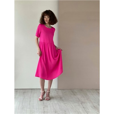 5880 Платье-миди ярко-розовое