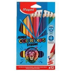 Карандаши 12 цветов Maped Color`s Peps Jumbo Strong, пластиковые, картонная упаковка