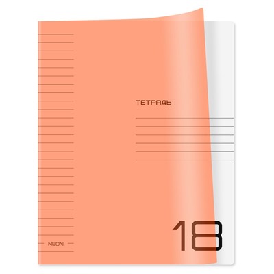 Тетрадь 18л. BG линия "UniTone. Neon. Оранжевая" (Т5ск18_пл 12474) пластиковая обложка