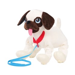 Интерактивная мягкая игрушка, собачка на поводке «Мопс»