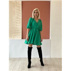 4987 Платье с юбкой-баллоном зелёное