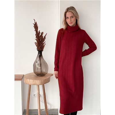 2977 Платье-свитер бордовое из мягкого трикотажа