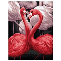 Картина по номерам на холсте "Розовые фламинго" 30*40см (КХ3040_53872) ТРИ СОВЫ, с акриловыми красками