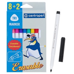 Фломастеры 10 цветов, Centropen Erasable 2569/10, линия 1.8 мм