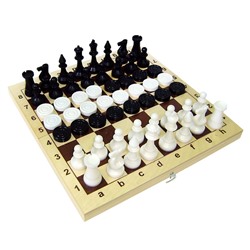 Шахматы + шашки пластиковые, с деревянной доской 29*29см (02-119) король - 72мм, пешка - 40мм