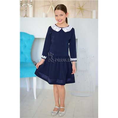 Платье школьное "Кира", цвет темно-синий