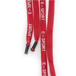 Шнур плоский красный надпись Е-sport пластиковый наконечник уп 2 шт