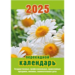 Календарь настольный перекидной 2025г. (НПК-12-25) "Ромашки", газет.бумага, 1 краска