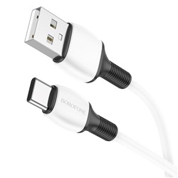 Кабель Type-C - USB, 1 м, 3А, Borofone "BX84 Rise" (6974443386813) белый