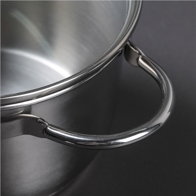 Кастрюля «Классика-прима», 1,75 л, d=16 см, стеклянная крышка, с теплораспределительным слоем, цвет серебряный