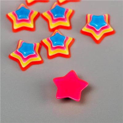 Декор для творчества пластик "Полосатые звёздочки" розово-синие набор 10 шт 1,2х1,2 см