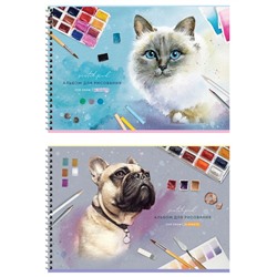 Альбом для рисования ArtSpace 24л. на спирали "Животные. Lowely pets" (А24спЭ_44436) обложка картон
