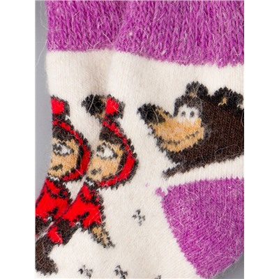 Носки шерстяные детские, Маша и медведь, фиолетовый