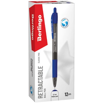 Ручка шар. автомат. Berlingo "Classic Pro" (CBm_70922) на масляной основе, синяя, 0.7мм